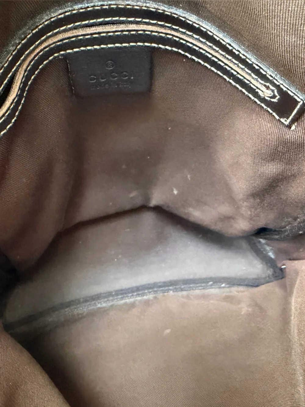 Gucci Beige Monogram Canvas Messenger Bag with Brown Trim